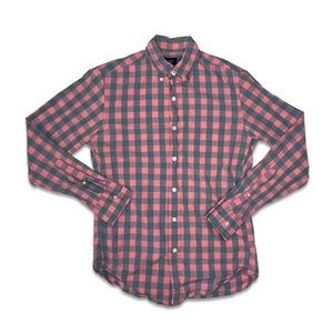 J. Crew Pink & Grey Plaid Button Down Dress Shirt